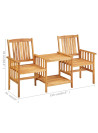 Garden Chairs with Tea Table and Cushions Solid Acacia Wood