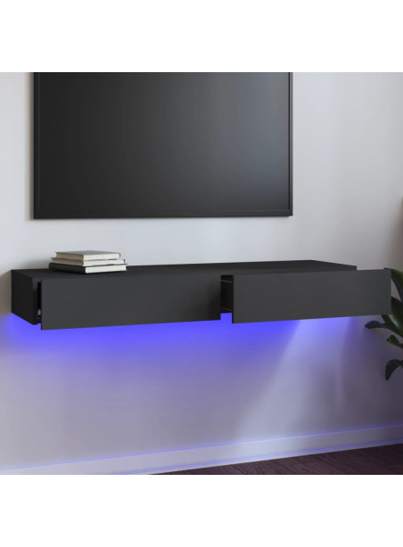 TV Cabinet with LED Lights Grey 120x35x15.5 cm