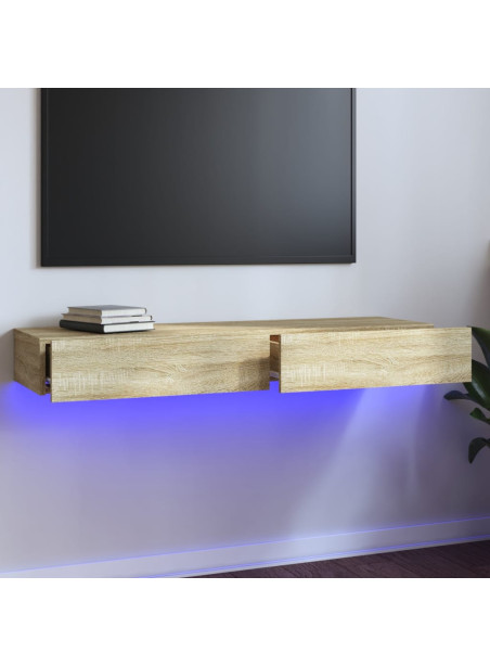 TV Cabinet with LED Lights Sonoma Oak 120x35x15.5 cm