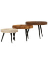 Round Coffee Tables 3 pcs Solid Wood Mango