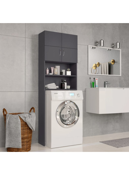 Washing Machine Cabinet Grey 64x25.5x190 cm Engineered Wood