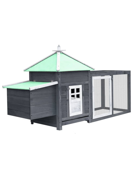 Chicken Coop with Nest Box Grey 190x72x102 cm Solid Firwood