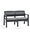 2-Seater Garden Bench with Cushions 120 cm Plastic Anthracite