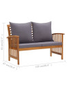Garden Bench with Cushions 119 cm Solid Acacia Wood