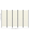 5-Panel Room Divider Cream White 250x180 cm