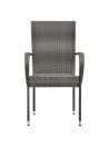 Stackable Outdoor Chairs 4 pcs Grey Poly Rattan
