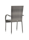 Stackable Outdoor Chairs 4 pcs Grey Poly Rattan