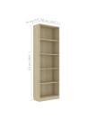 5-Tier Book Cabinet Sonoma Oak 60x24x175 cm Engineered Wood