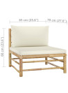 3 Piece Garden Lounge Set with Cream White Cushions Bamboo