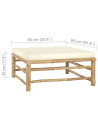 Garden Footrest with Cream White Cushion Bamboo