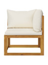 2 Piece Sofa Set with Cream White Cushions Solid Acacia Wood