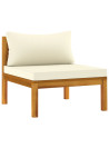2 Piece Garden Sofa Set with Cream White Cushions Acacia Wood