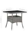 Outdoor Dining Table Grey Poly Rattan and Glass