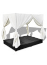 Outdoor Lounge Bed with Curtains Poly Rattan Black