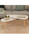 Coffee Table Set 2 Pieces Solid Pinewood White