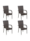 Stackable Outdoor Chairs 4 pcs Poly Rattan Brown