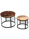 Two Piece Coffee Table Set Solid Reclaimed Wood Round 40cm/50cm