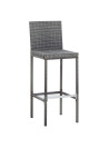 7 Piece Outdoor Bar Set with Cushions Poly Rattan Grey