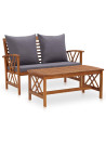 2 Piece Garden Lounge Set with Cushions Solid Acacia Wood