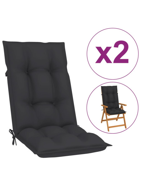 Garden Highback Chair Cushions 2 pcs Anthracite 120x50x7 cm Fabric