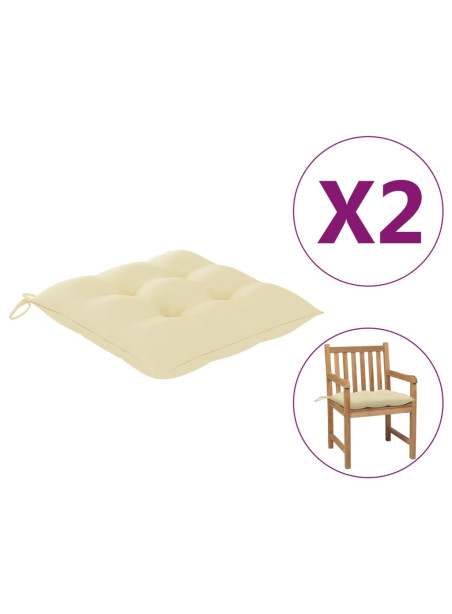 Chair Cushions 2 pcs Cream White 50x50x7 cm Oxford Fabric