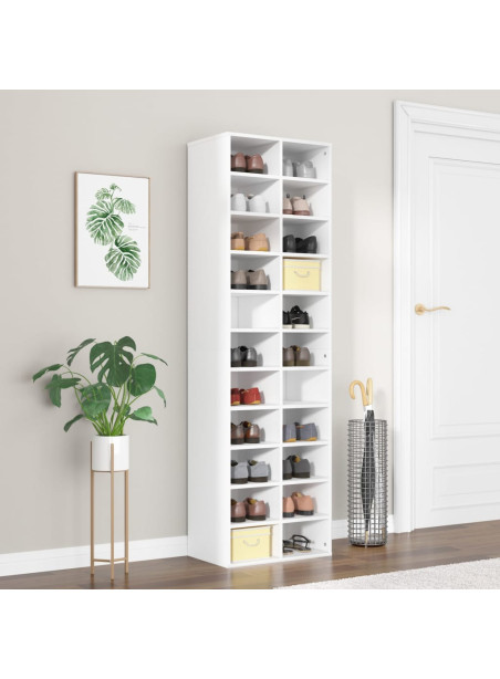 Shoe Cabinet White 54x34x183 cm Engineered Wood
