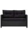 6 Piece Garden Sofa Set with Cushions Poly Rattan Black