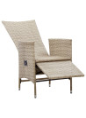 Reclining Garden Chairs 2 pcs with Cushions Poly Rattan Beige