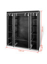 Fabric Wardrobe with Compartments and Rods 45x150x176 cm Black