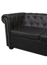 Chesterfield Corner Sofa 5-Seater Artificial Leather Black
