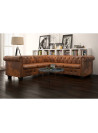 Chesterfield Corner Sofa 5-Seater Artificial Leather Brown