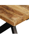 Dining Table Solid Mango Wood and Steel Cross 180 cm