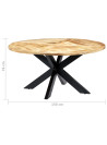 Dining Table Round 150x76 cm Solid Mango Wood