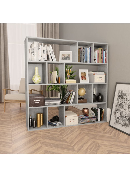 Room Divider/Book Cabinet Concrete Grey 110x24x110 cm Engineered Wood