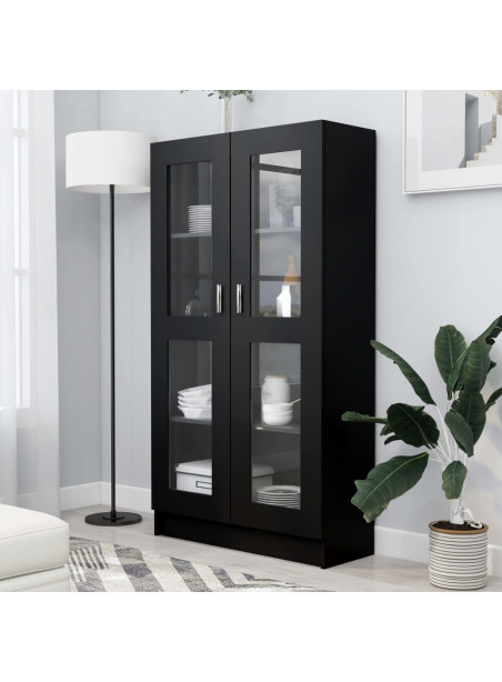 Vitrine Cabinet Black 82.5x30.5x150 cm Engineered Wood