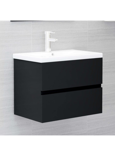 Sink Cabinet Black 60x38.5x45 cm Engineered Wood