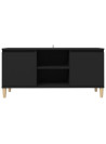 TV Cabinet with Solid Wood Legs Black 103.5x35x50 cm