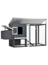 Outdoor Chicken Cage Hen House with 1 Egg Cage Grey Wood