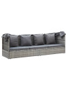 Garden Lounge Bed with Roof Mixed Grey Poly Rattan