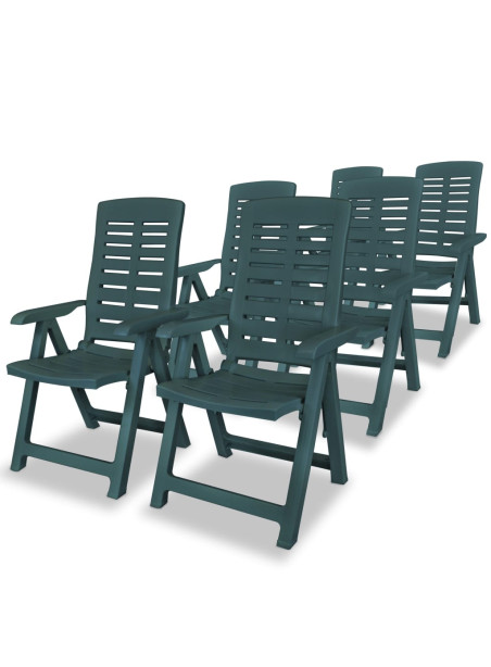 Reclining Garden Chairs 6 pcs Plastic Green