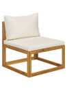 5 Piece Garden Lounge Set with Cushion Cream Solid Acacia Wood