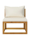 5 Piece Garden Lounge Set with Cushion Cream Solid Acacia Wood