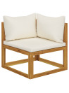 9 Piece Garden Lounge Set with Cushion Cream Solid Acacia Wood