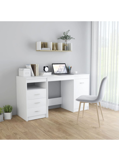 Desk White 140x50x76 cm Engineered Wood