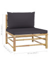 10 Piece Garden Lounge Set with Dark Grey Cushions Bamboo