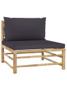 12 Piece Garden Lounge Set with Dark Grey Cushions Bamboo