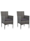 3 Piece Garden Dining Set Grey Poly Rattan and Glass