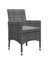 3 Piece Bistro Set Poly Rattan and Tempered Glass Grey