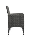 3 Piece Bistro Set Poly Rattan and Tempered Glass Grey