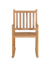 Rocking Chair with Taupe Cushion Solid Teak Wood